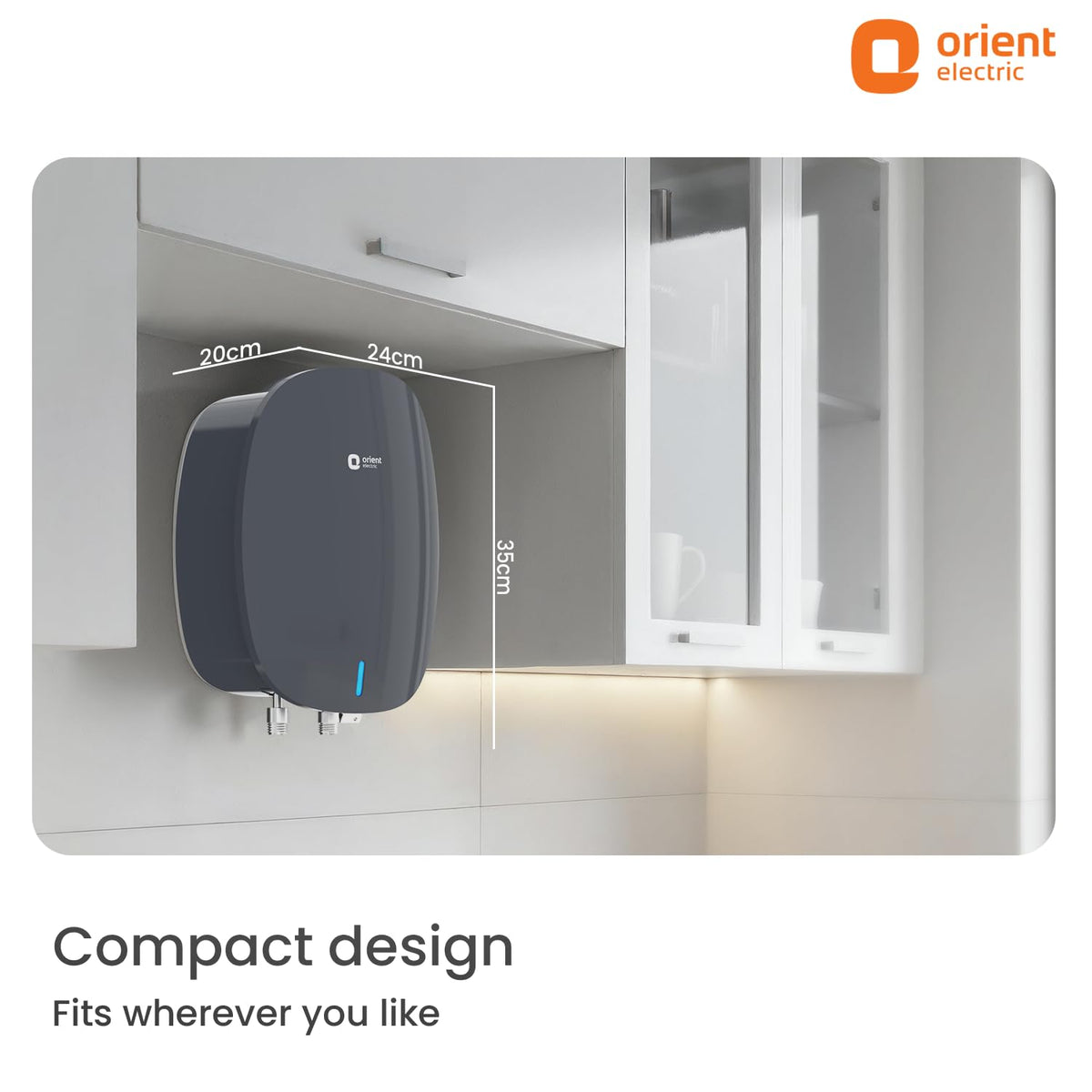 Orient Electric Instaflo Neo Geyser 3 Litre Instant Water Heater| Stainless Steel Tank| Red Dot Design Winner| High-rise Compatible| Shockproof, 6.5 Bar| 6 years tank warranty by Orient |Midnight Grey