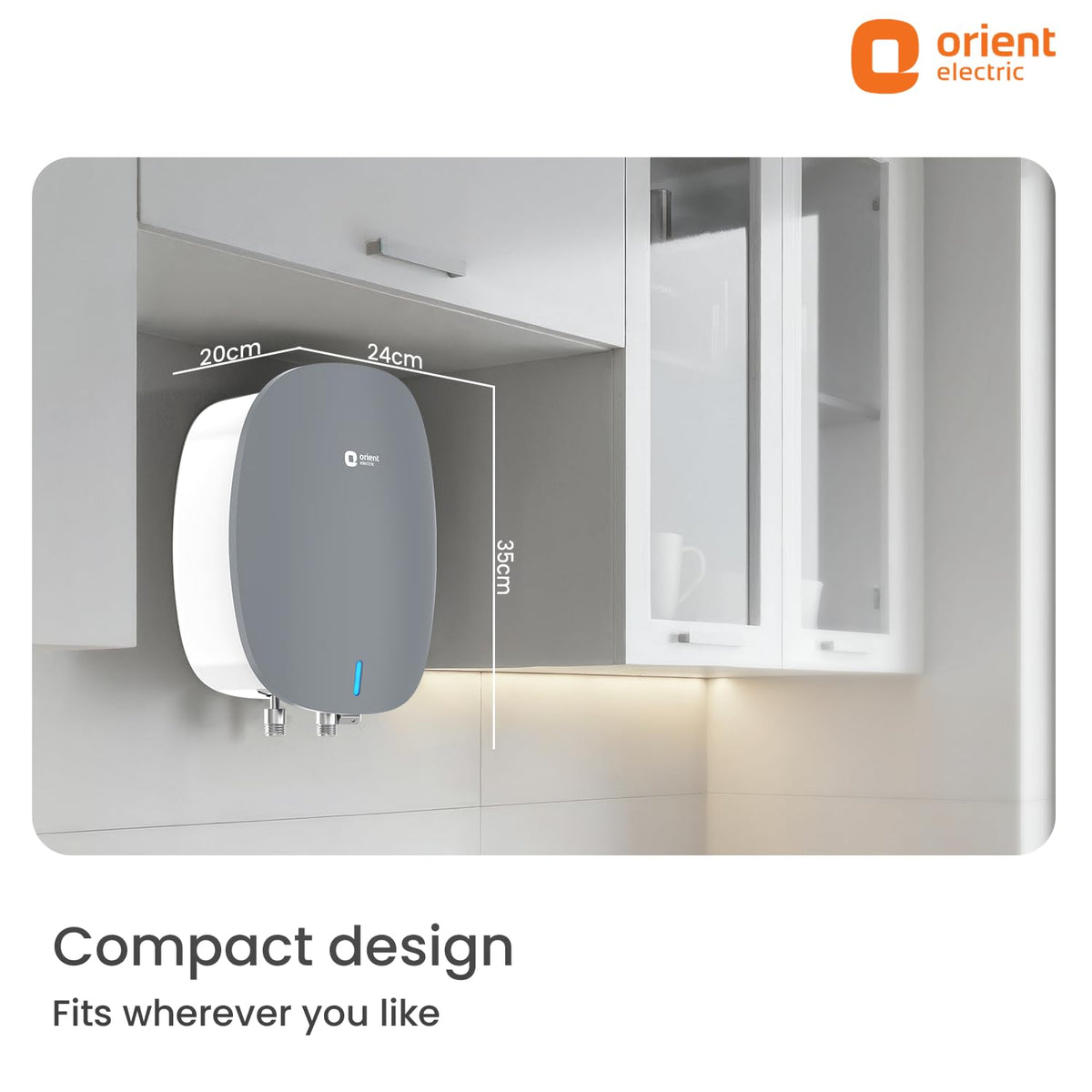Orient Electric Instaflo Neo Geyser 3 Litre Instant Water Heater| Stainless Steel Tank | Red Dot Design Winner| High-rise Compatible | Shockproof, 6.5 Bar| 6 years tank warranty by Orient | Slate Grey