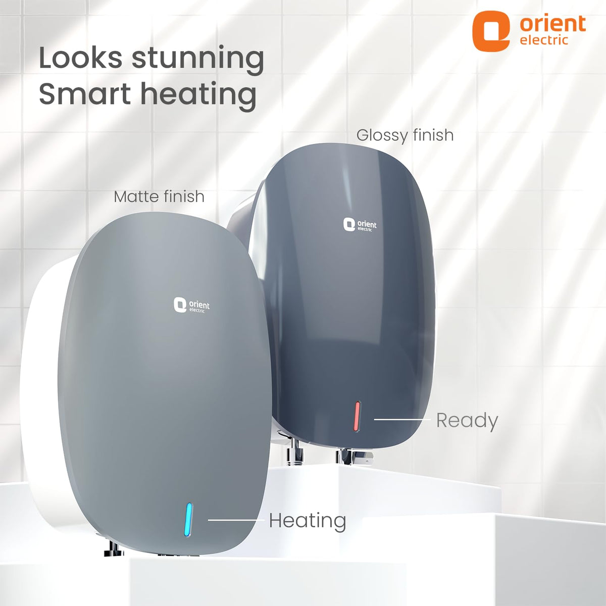 Orient Electric Instaflo Neo Geyser 3 Litre Instant Water Heater| Stainless Steel Tank | Red Dot Design Winner| High-rise Compatible | Shockproof, 6.5 Bar| 6 years tank warranty by Orient | Slate Grey