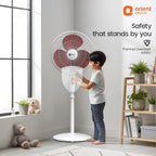 c | 100% Copper Motor, High Air Delivery | Millitary Grade Guard | 3 Speed Control, Adjustable Height| Stand Fan for Home |2 Year Warranty by Orient | Red