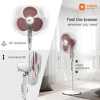 c | 100% Copper Motor, High Air Delivery | Millitary Grade Guard | 3 Speed Control, Adjustable Height| Stand Fan for Home |2 Year Warranty by Orient | Red