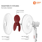 c | 100% Copper Motor, High Air Delivery | Millitary Grade Guard | 3 Speed Control, Adjustable Height| Stand Fan for Home |2 Year Warranty by Orient | Red