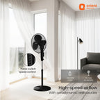 Orient Electric Stand 81 400 MM Pedestal Fans | 100% Copper Motor, High Air Delivery | Millitary Grade Guard | 3 Speed Control, Adjustable Height| Stand Fan for Home |2 Year Warranty by Orient |Black