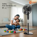 Orient Electric Stand 87 400 MM Pedestal Fans | 100% Copper Motor, High Air Delivery | Millitary Grade Guard | 3 Speed Control, Adjustable Height| Stand Fan for Home |2 Year Warranty by Orient |Black