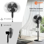 Orient Electric Stand 87 400 MM Pedestal Fans | 100% Copper Motor, High Air Delivery | Millitary Grade Guard | 3 Speed Control, Adjustable Height| Stand Fan for Home |2 Year Warranty by Orient |Black
