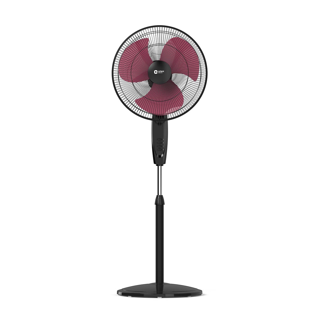 Orient Electric Stand 87 400 MM Pedestal Fans | 100% Copper Motor, High Air Delivery | Millitary Grade Guard | 3 Speed Control, Adjustable Height| Stand Fan for Home |2 Year Warranty by Orient | Red