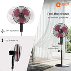 Orient Electric Stand 87 400 MM Pedestal Fans | 100% Copper Motor, High Air Delivery | Millitary Grade Guard | 3 Speed Control, Adjustable Height| Stand Fan for Home |2 Year Warranty by Orient | Red