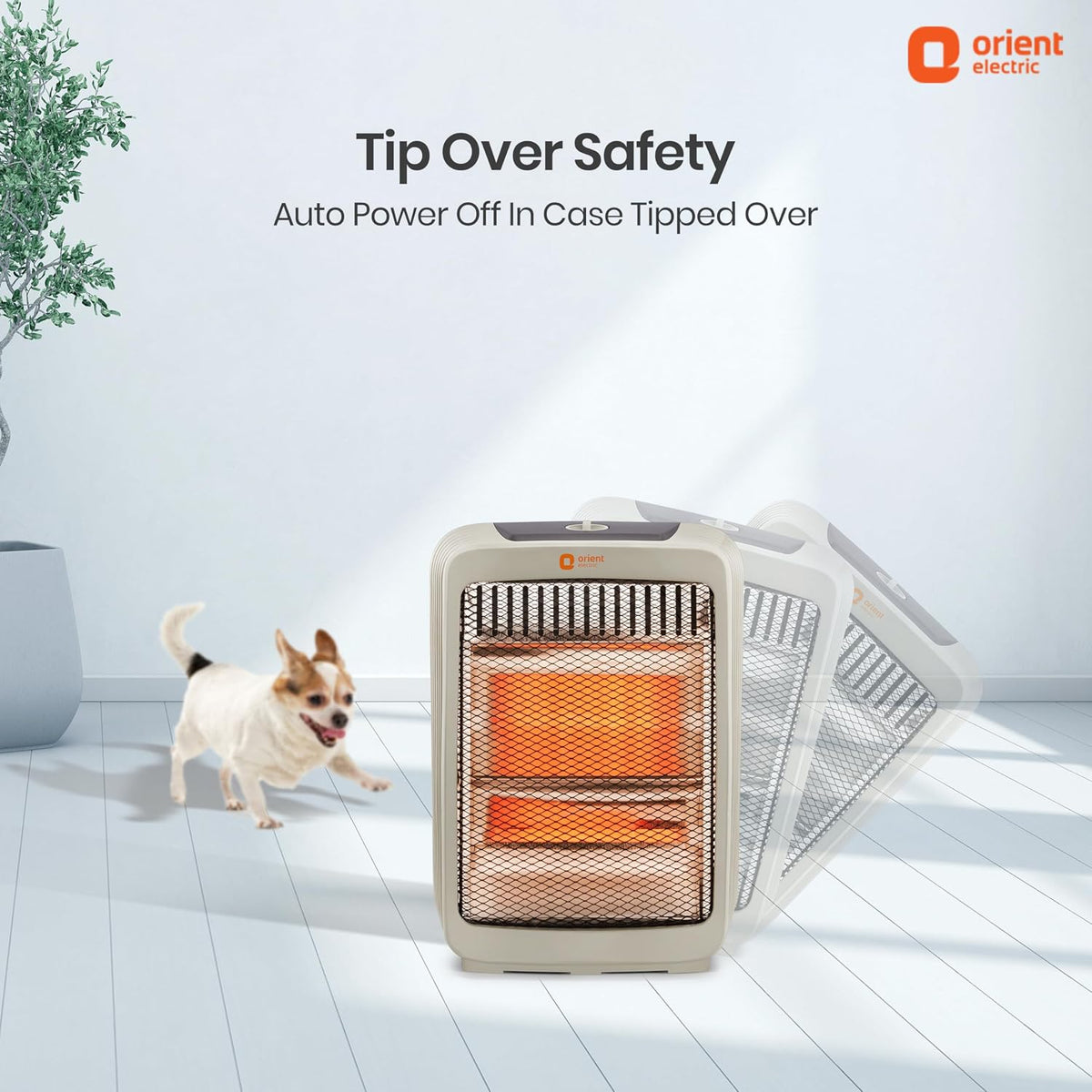 Orient Electric Stark Quartz Room Heater | 800 W Low Power Consumption | Tip-over Protection | 2 Heating Rods for Quick Heating | Cool Touch Body | 1 Year Warranty, White