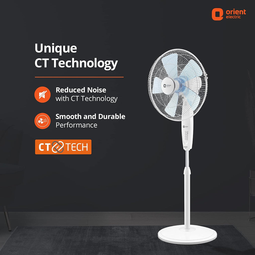 Orient Electric | Wind Pro Stand-70 Pedestal Fan | Superior Air Delivery | Revolutionary CTX Technology | Strong, Powerful Motor | 400mm High-Speed Pedestal Fan | (Snow White)