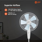 Orient Electric | Wind Pro Stand-70 Pedestal Fan | Superior Air Delivery | Revolutionary CTX Technology | Strong, Powerful Motor | 400mm High-Speed Pedestal Fan | (Snow White)