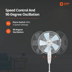 Orient Electric | Wind Pro Stand-70 Pedestal Fan | Superior Air Delivery | Revolutionary CTX Technology | Strong, Powerful Motor | 400mm High-Speed Pedestal Fan | (Snow White)