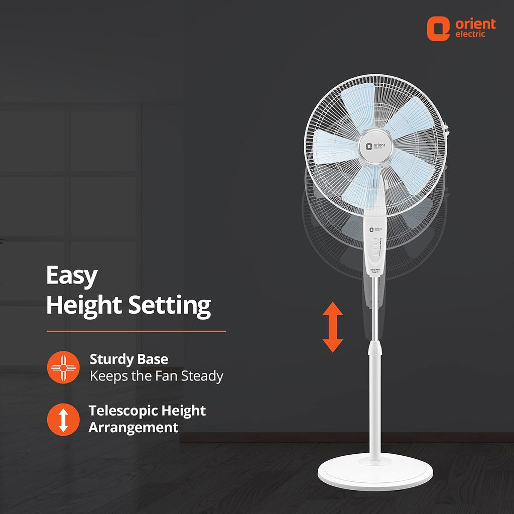 Orient Electric | Wind Pro Stand-70 Pedestal Fan | Superior Air Delivery | Revolutionary CTX Technology | Strong, Powerful Motor | 400mm High-Speed Pedestal Fan | (Snow White)