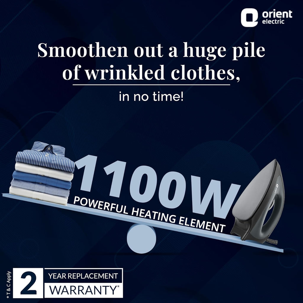Orient electric Gusto heavy weight Iron for clothes | 1100 Power