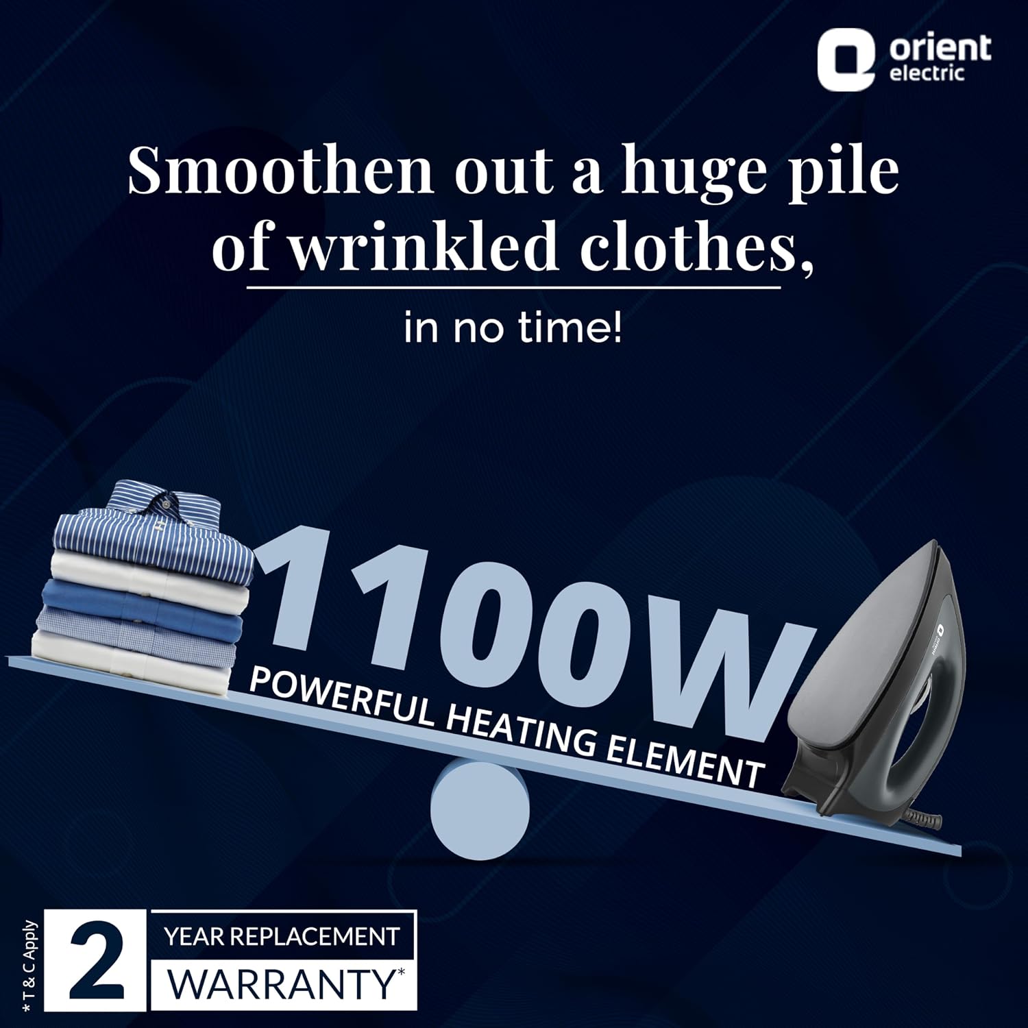 Orient electric Gusto heavy weight Iron for clothes | 1100 Power