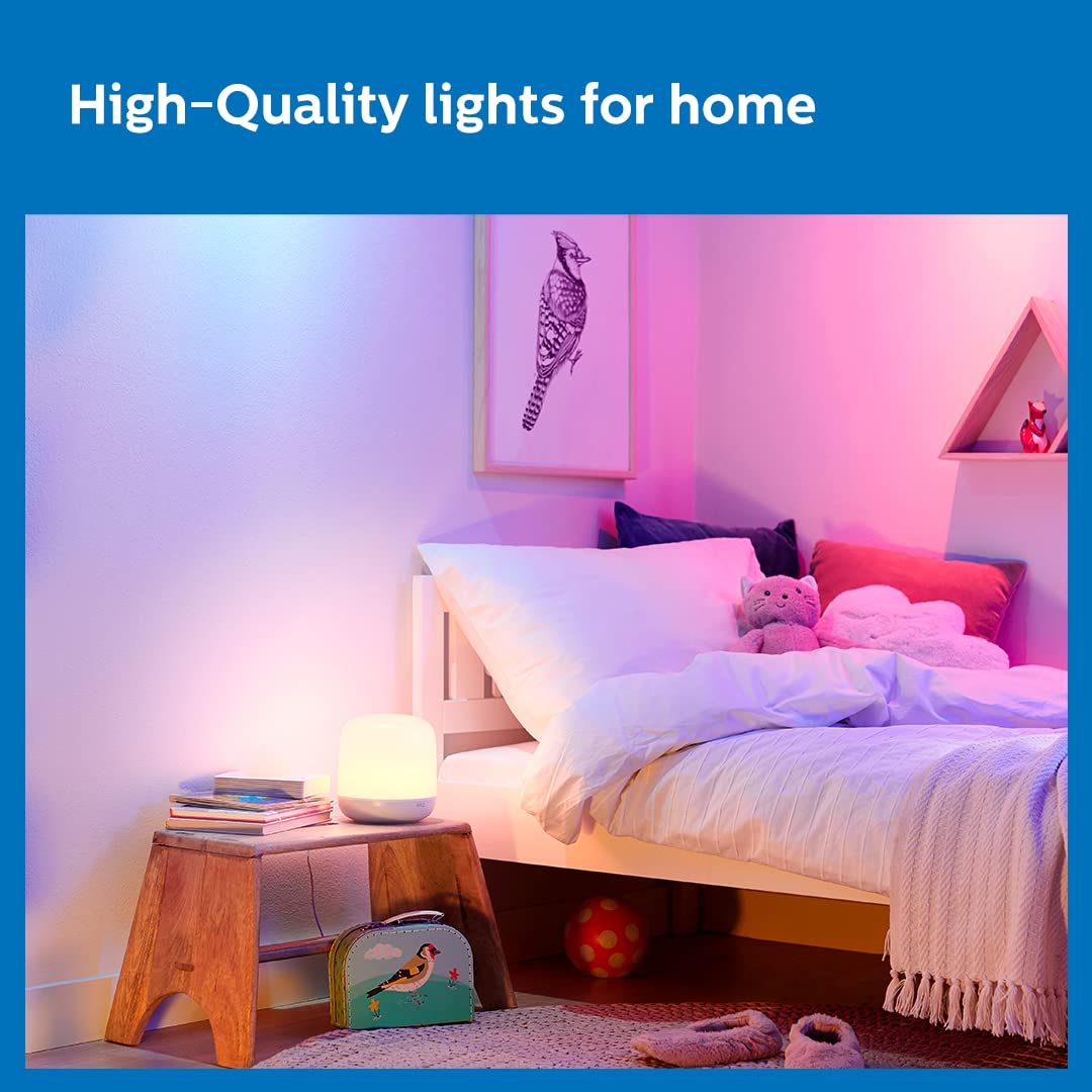 PHILIPS 10W Wi-Fi Smart LED Table Lamp with Music Sync, Voice Control & Dimmable Feature | Color Changing Bedside Lamp for Home & Decoration | Alexa & Google Assistant Compatible | Multicolor (Hero)