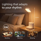 PHILIPS 5W CLARO White LED Desk Light | 3-in-1 Study & Table Lamp | EyeComfort Technology | Adjustable Design | Energy Efficient LED Desk Lamp for Study, Work & Reading | Pack of 1