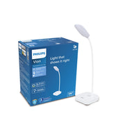 PHILIPS 5W VION White LED Desk Light | 3-in-1 Study & Table Lamp | EyeComfort Technology | Adjustable Design | Energy Efficient LED Lamp for Study, Work & Reading | Pack of 1