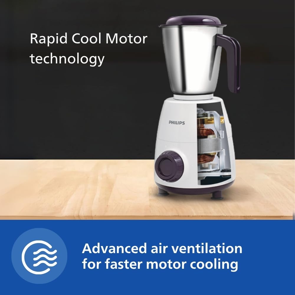 PHILIPS HL7505 500W Mixer Grinder (White and Purple)