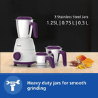 PHILIPS HL7505 500W Mixer Grinder (White and Purple)