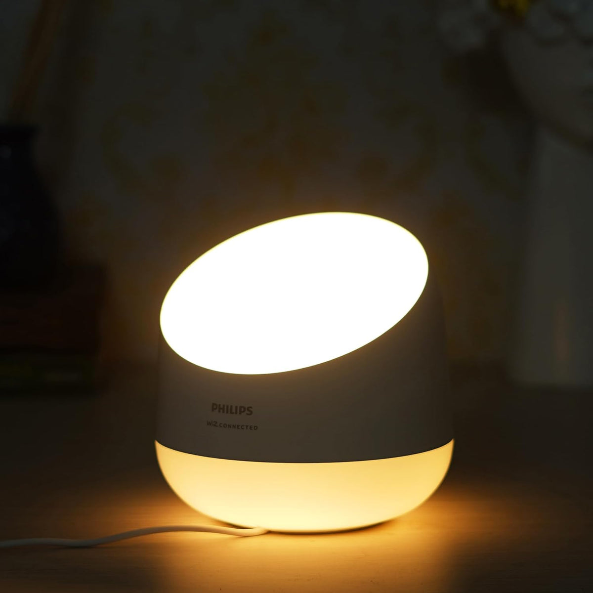 PHILIPS Plastic 9W Wi-Fi Smart LED Table Lamp with Music Sync, Voice Control & Dimmable Feature|Color Changing Bedside Lamp for Decoration|Alexa & Google Assistant Compatible|Multicolor (Squire)