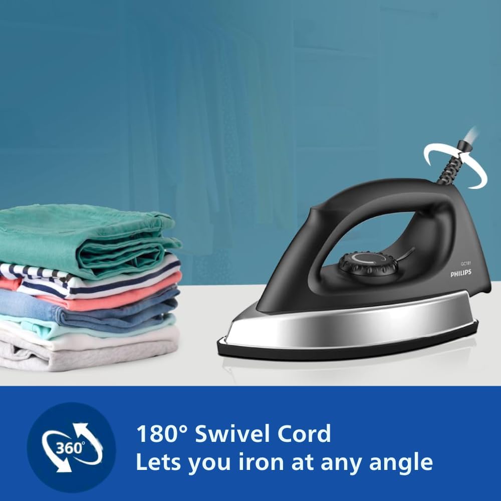 PHILIPS Stainless_Steel Heavyweight Dry Iron Gc181/8-1000 Watts Power