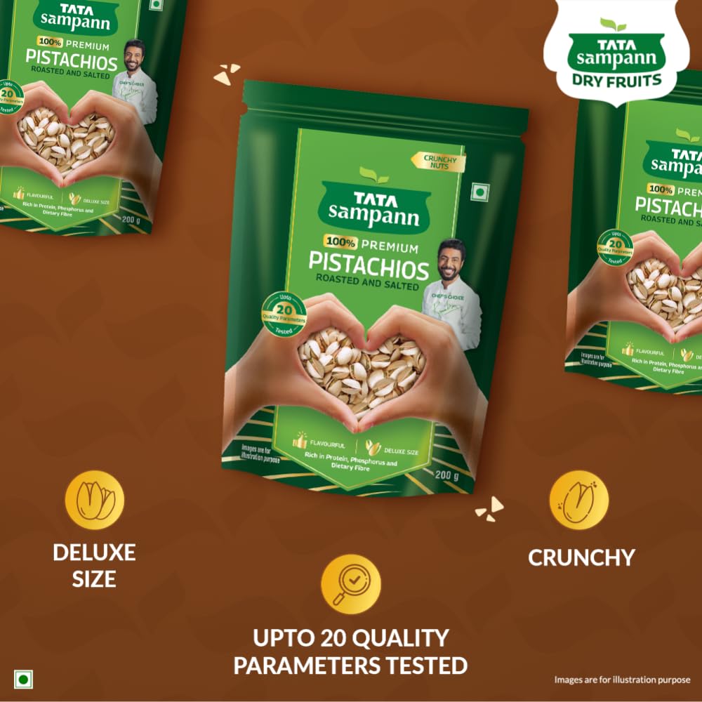 Tata Sampann Pistachios Roasted & Salted, Pista, 200g