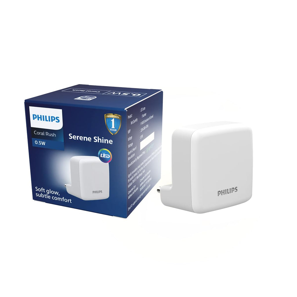 Philips LED SereneShine Plug-in Night Lamp 0.5W | Cool White LED Night Light | Soft Glare-Free Illumination | Energy Efficient | Ideal for Bedroom, Hallway & Kids Room | Pack of 24