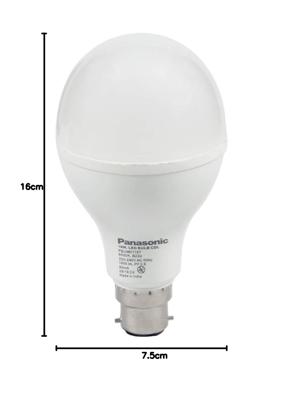 Panasonic B22 LED Cool Day Light Bulb (18W) - Pack of 2