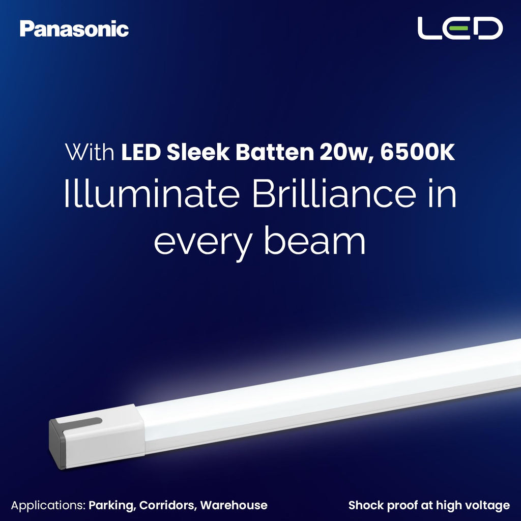 Panasonic 20W TheaLED Ace LED Batten, 20W Tube light for Living Room & Bedroom, Energy Efficient Batten for Home, 6500K Cool Day Light Batten (Pack of 4)