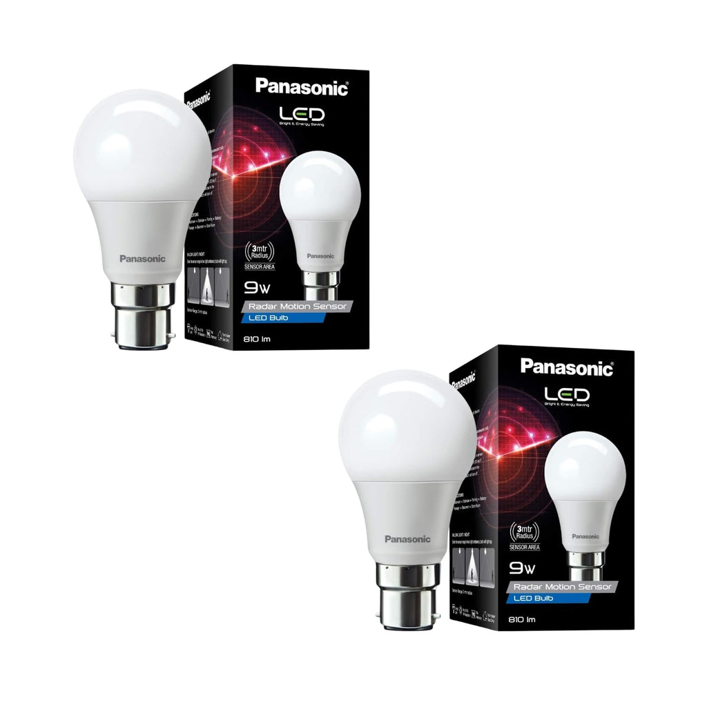 Panasonic 9 Watt Motion Sensor LED Bulb for Home with 3 Mtr Radius Sensor Area, Auto Off After 15 Sec, 1 Yr Warranty (PK2)