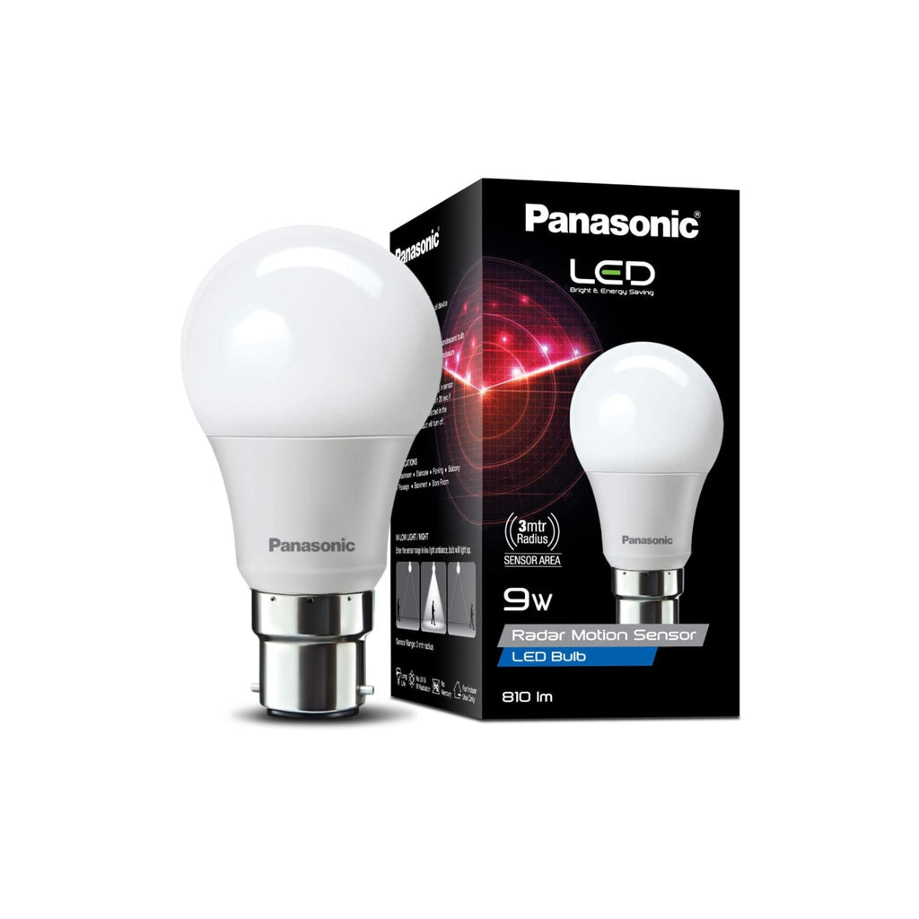 Panasonic 9 Watt Motion Sensor Led B22D Bulb for Home Panasonic 9 Watt Motion Sensor Led B22D Bulb for Home, Auto Off After 15 Sec, 1 Yr Warranty