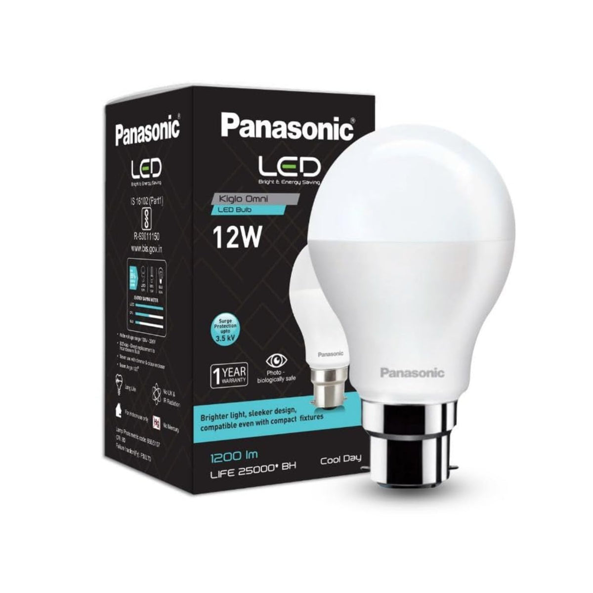 Panasonic Dura Saver 12W Bulb, B22 LED Bulb Base For Home & Office, 1 Year Warranty, Energy Efficiet, 6500K Cool Daylight (Pack of 10)