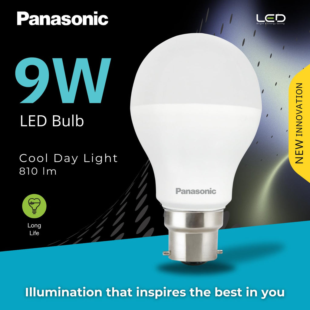 Panasonic Dura Saver 9W Bulb, B22 LED Bulb Base For Home & Office, 1 Year Warranty, Energy Efficiet, 6500K Cool Daylight (Pack of 25)
