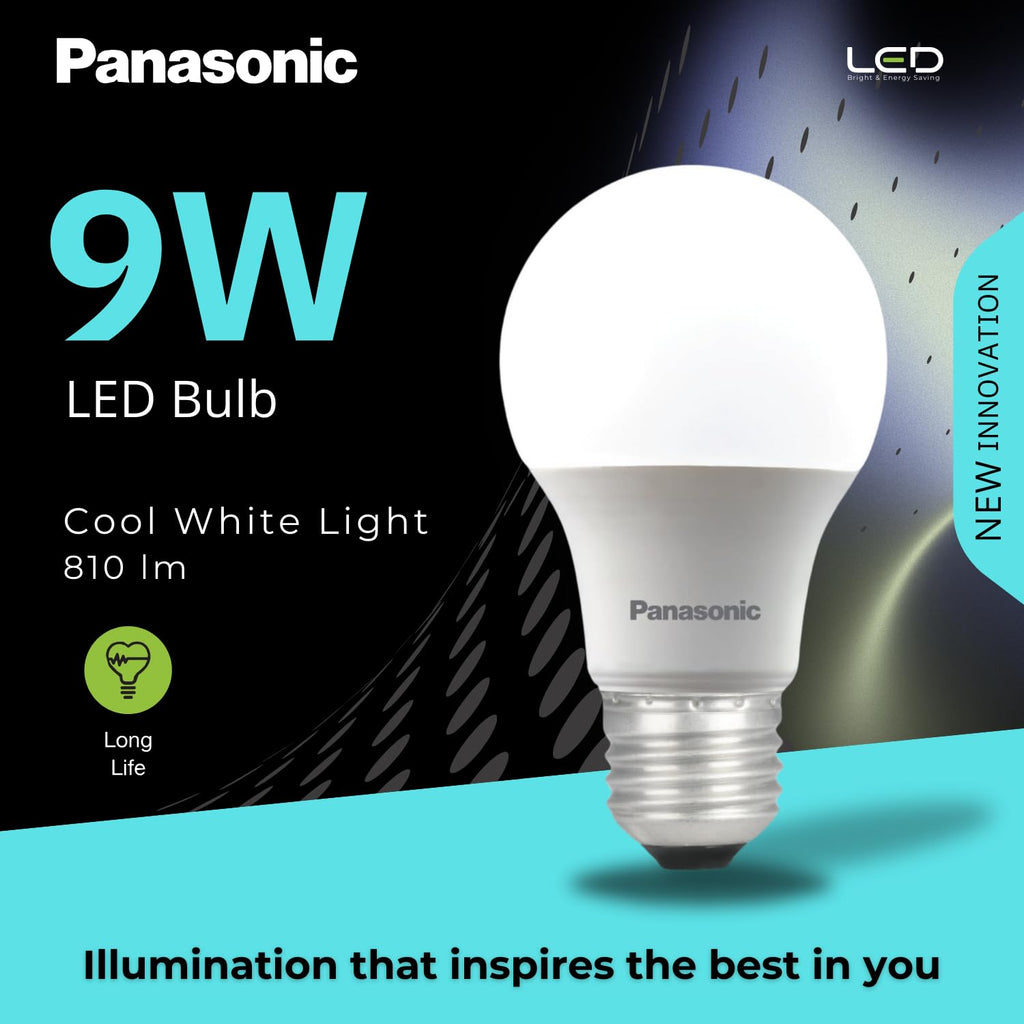 Panasonic Dura Saver 9W Bulb, E27 LED Bulb Base For Home & Office, 1 Year Warranty, Energy Efficiet, 6500K Cool Daylight (Pack of 2)