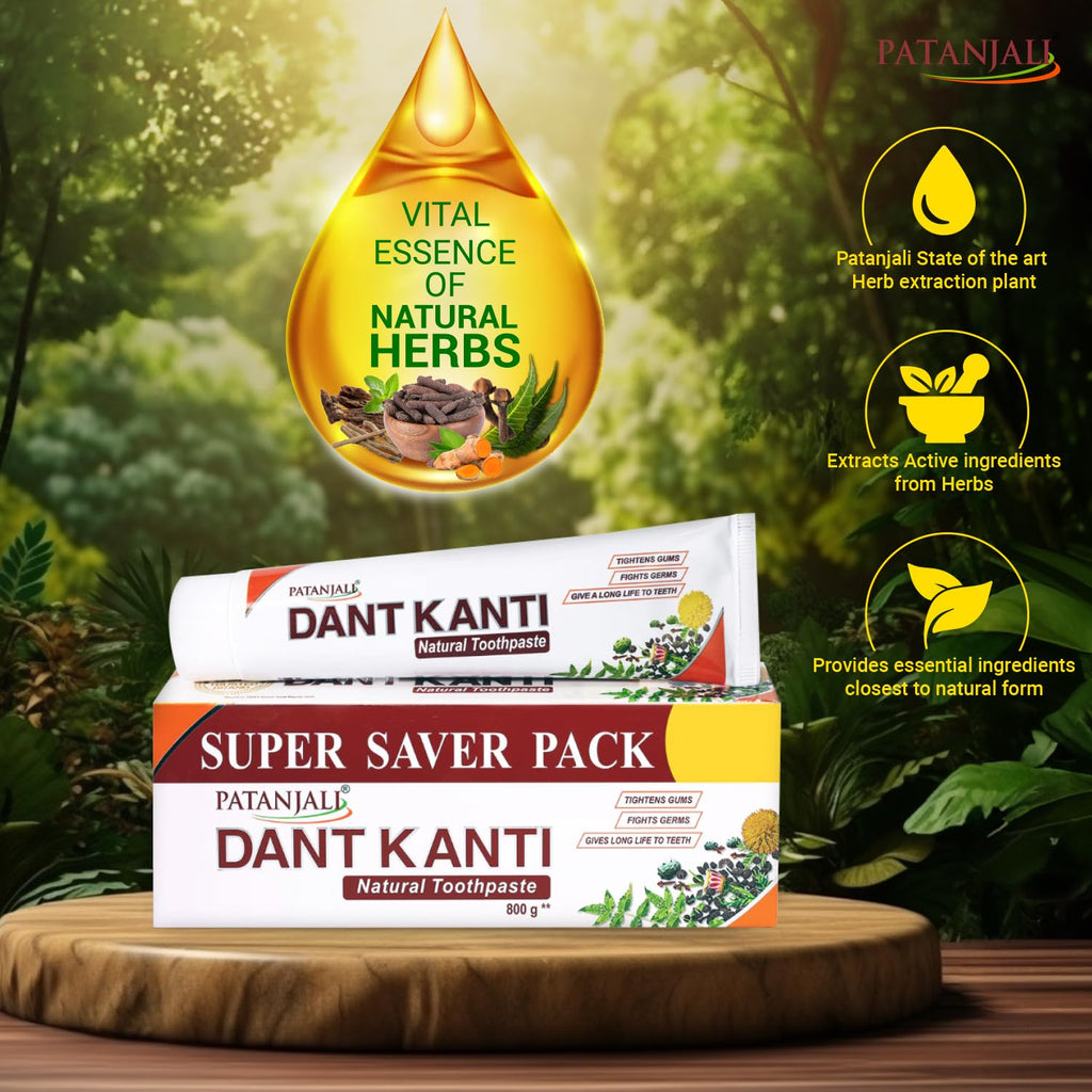 Patanjali Dant Kanti Natural Toothpaste 800G (200G X 4)