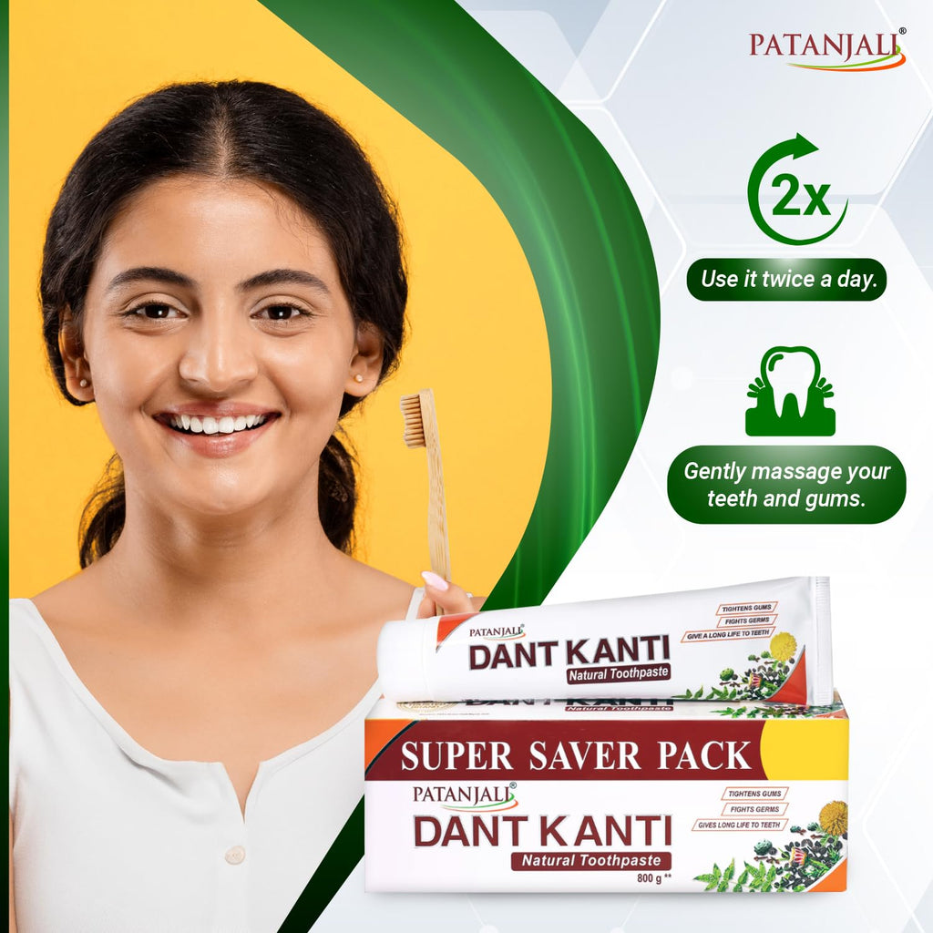 Patanjali Dant Kanti Natural Toothpaste 800G (200G X 4)