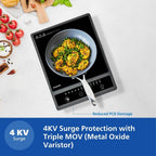 Philips HD4934/00 1300W Induction Cooktop with Triple MOV for 4kW surge protection with soft touch control | 7 Preset Menus | 3 Years warranty on Coil