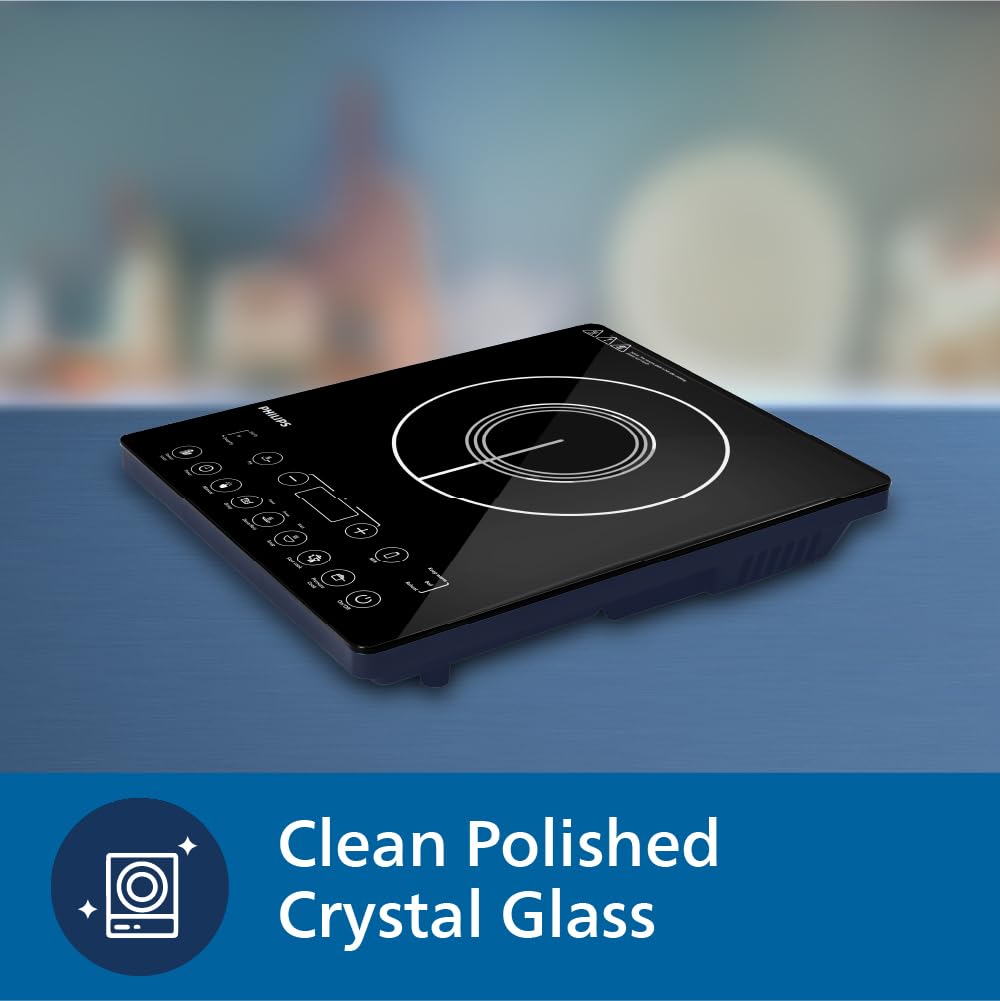 Philips HD4995/00 2100W Induction cooktop with soft touch panel | Fast Gas-Free Cooking | No LPG Required with 11 Preset Menus | 3yrs warranty on coil