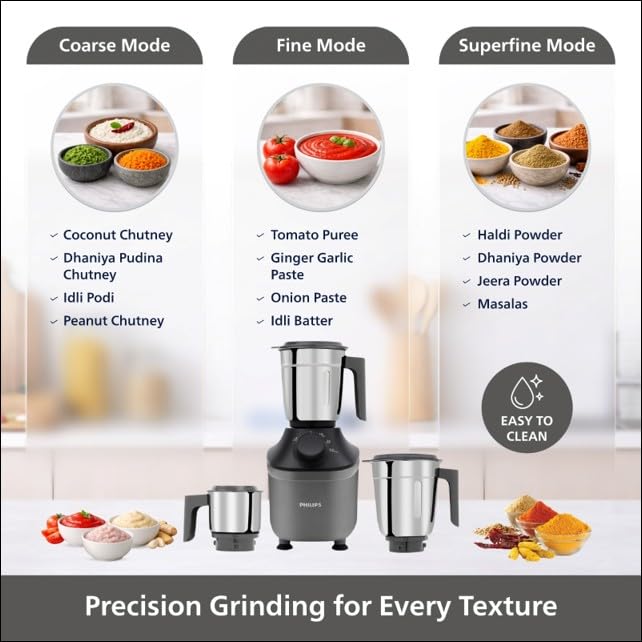 Philips HL7770/00 Mixer Grinder, 800 Watt Powerful motor, 3 Jars,