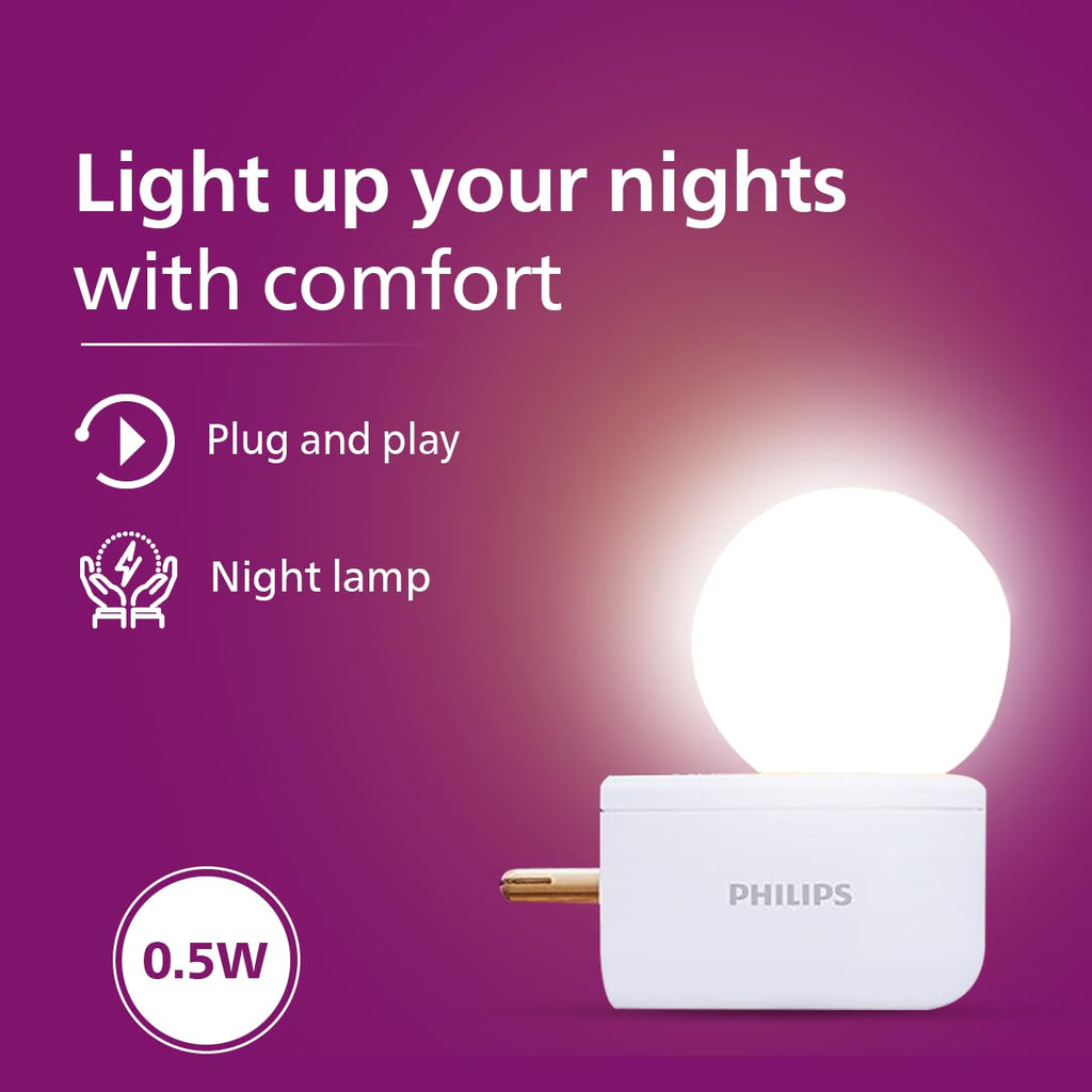 Philips Joy Vision Coral Rush 0.5W LED Night Lamp | Soft White Glow | Energy Efficient | Plug-in Prong Design | Ideal for Bedroom, Kids Room & Hallway (White, Pack of 4)