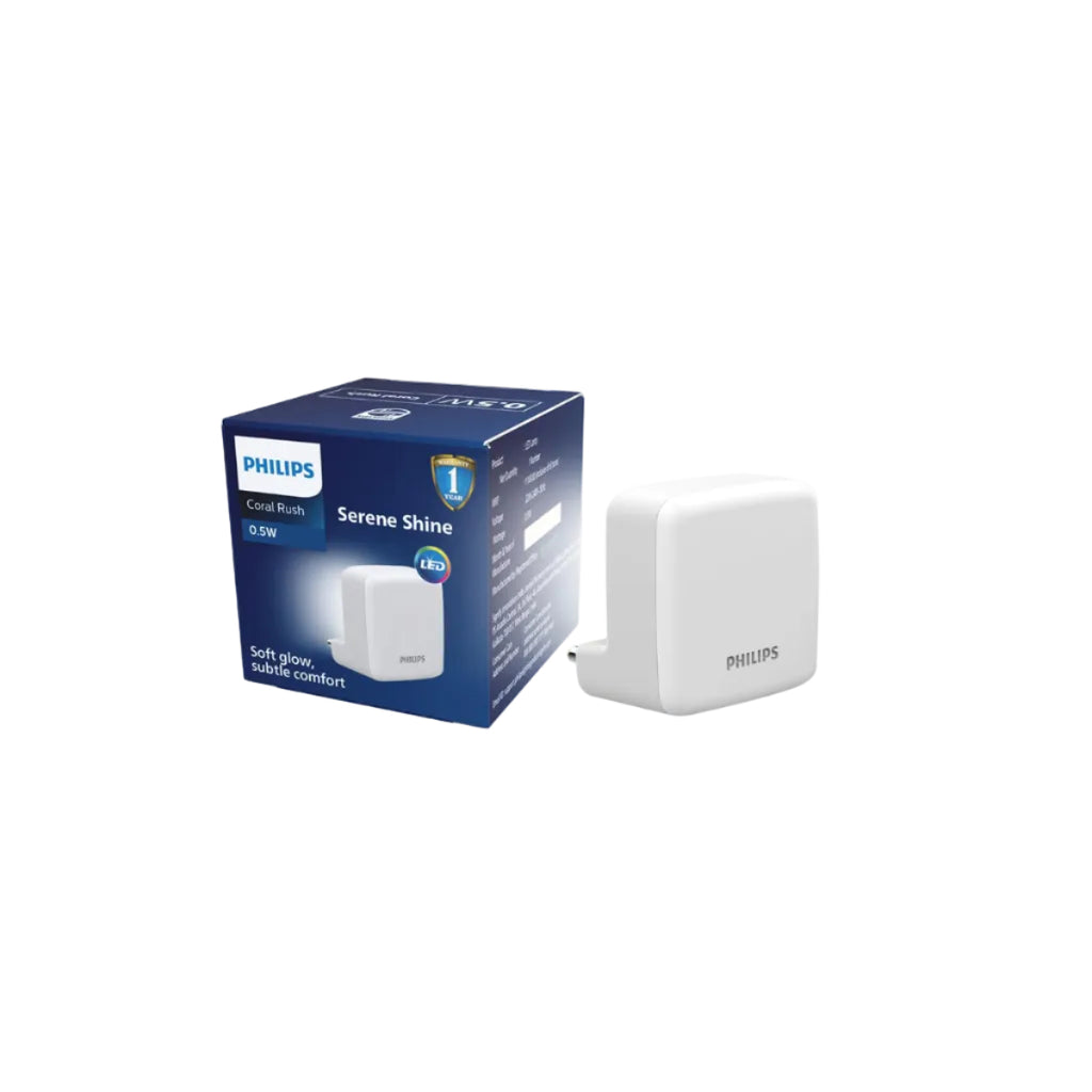 Philips LED SereneShine Plug-in Night Lamp 0.5W | Cool White LED Night Light | Soft Glare-Free Illumination | Energy Efficient | Ideal for Bedroom, Hallway & Kids Room | Pack of 1
