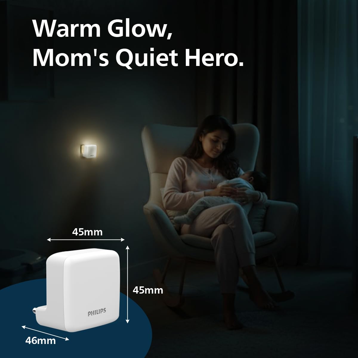 Philips LED SereneShine Plug-in Night Lamp 0.5W | Warm White LED Night Light | Soft Glare-Free Illumination | Energy Efficient | Ideal for Bedroom, Hallway & Kids Room | Pack of 1