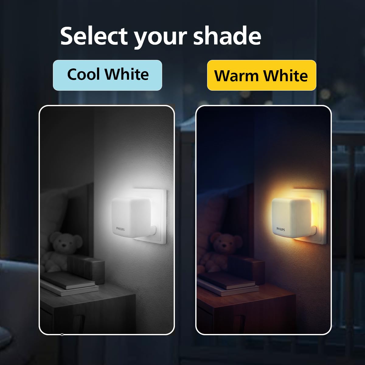 Philips LED SereneShine Plug-in Night Lamp 0.5W | Warm White LED Night Light | Soft Glare-Free Illumination | Energy Efficient | Ideal for Bedroom, Hallway & Kids Room | Pack of 2