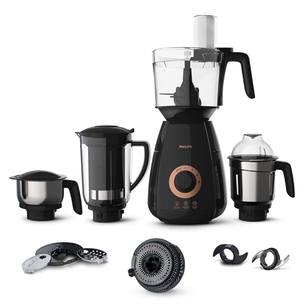 Philips Stainless Steel Mixer Grinder + Food Processor, 3-in-1 750 Watt