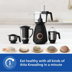 Philips Stainless Steel Mixer Grinder + Food Processor, 3-in-1 750 Watt