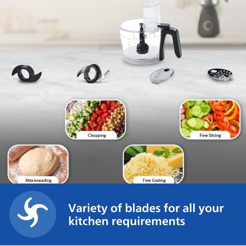 Philips Stainless Steel Mixer Grinder + Food Processor, 3-in-1 750 Watt