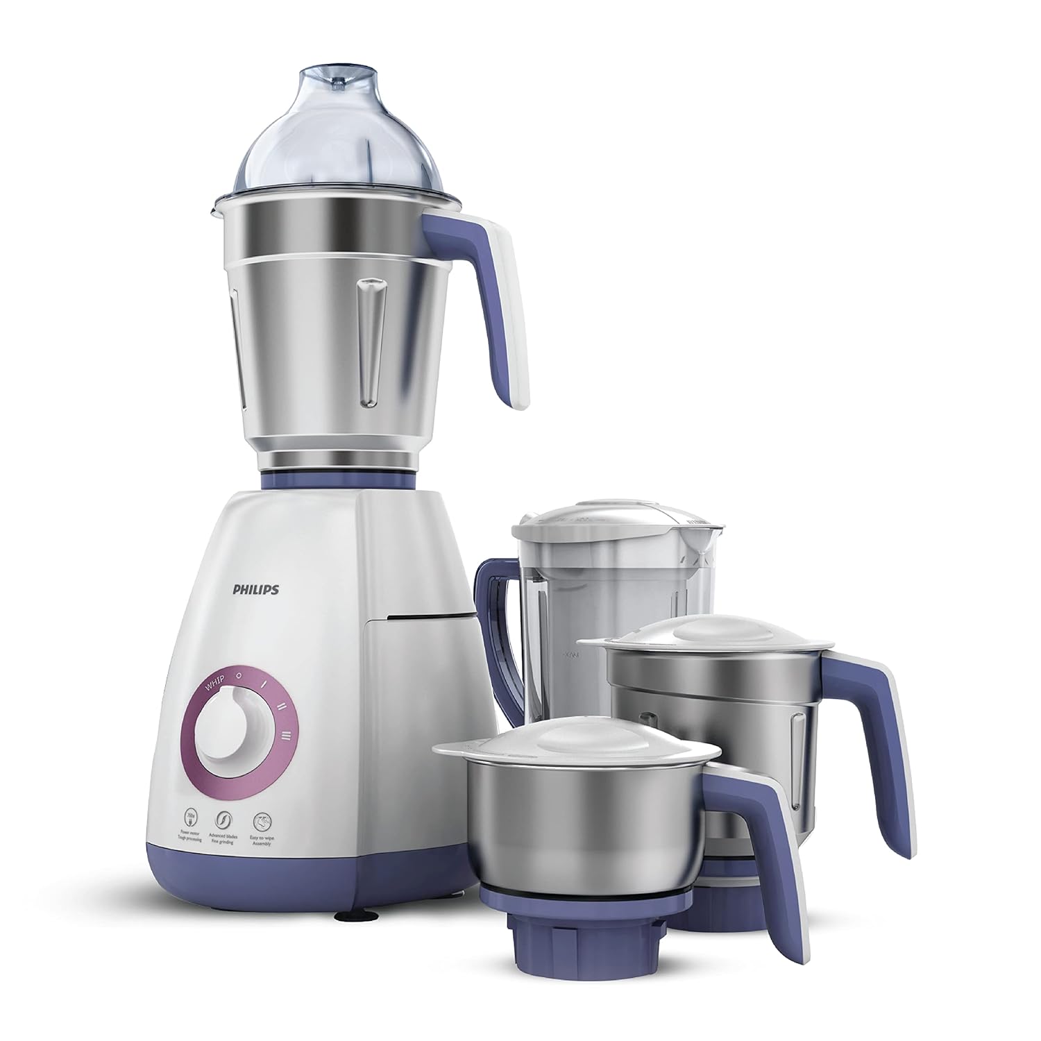 Philips Stainless Steel Viva Collection HL7701/00 Mixer Grinder, 750 Watts, 4 Jars