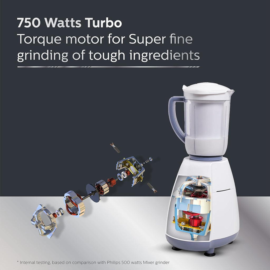 Philips Stainless Steel Viva Collection HL7701/00 Mixer Grinder, 750 Watts, 4 Jars