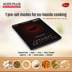 Pigeon By Stovekraft ABS Plastic Acer Plus Induction Cooktop 1800 Watts With Feather Touch Control - Black