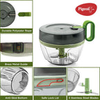 Pigeon  Plastic Mini Handy Pro and Compact Chopper with 3 Blades (400 ml, Grey)